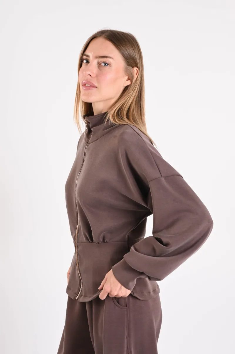 Bunda na zips z mäkkej teplákoviny
