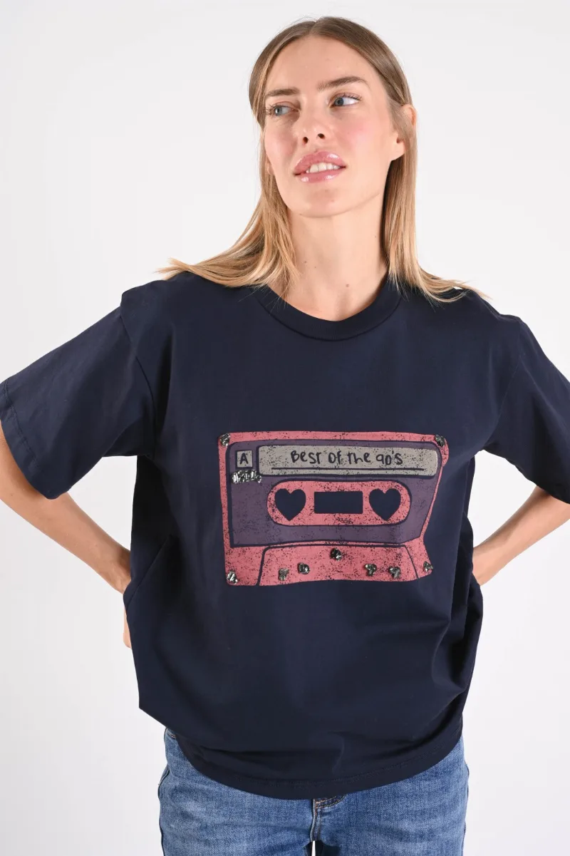 Tričko s potlačou retro kazety
