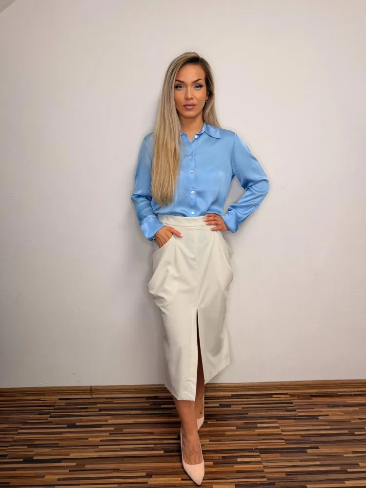 DONNA – Elegantná midi sukňa s vreckami a rozparkom