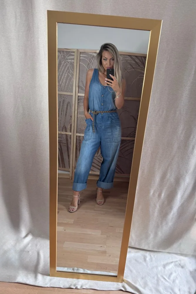 TIZIANA – Denim palazzo overal bez rukávov